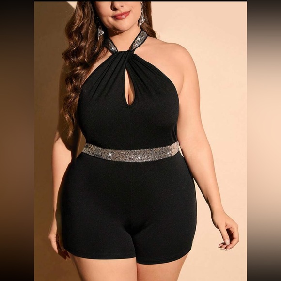 emery rose Pants - Black and Silver Romper